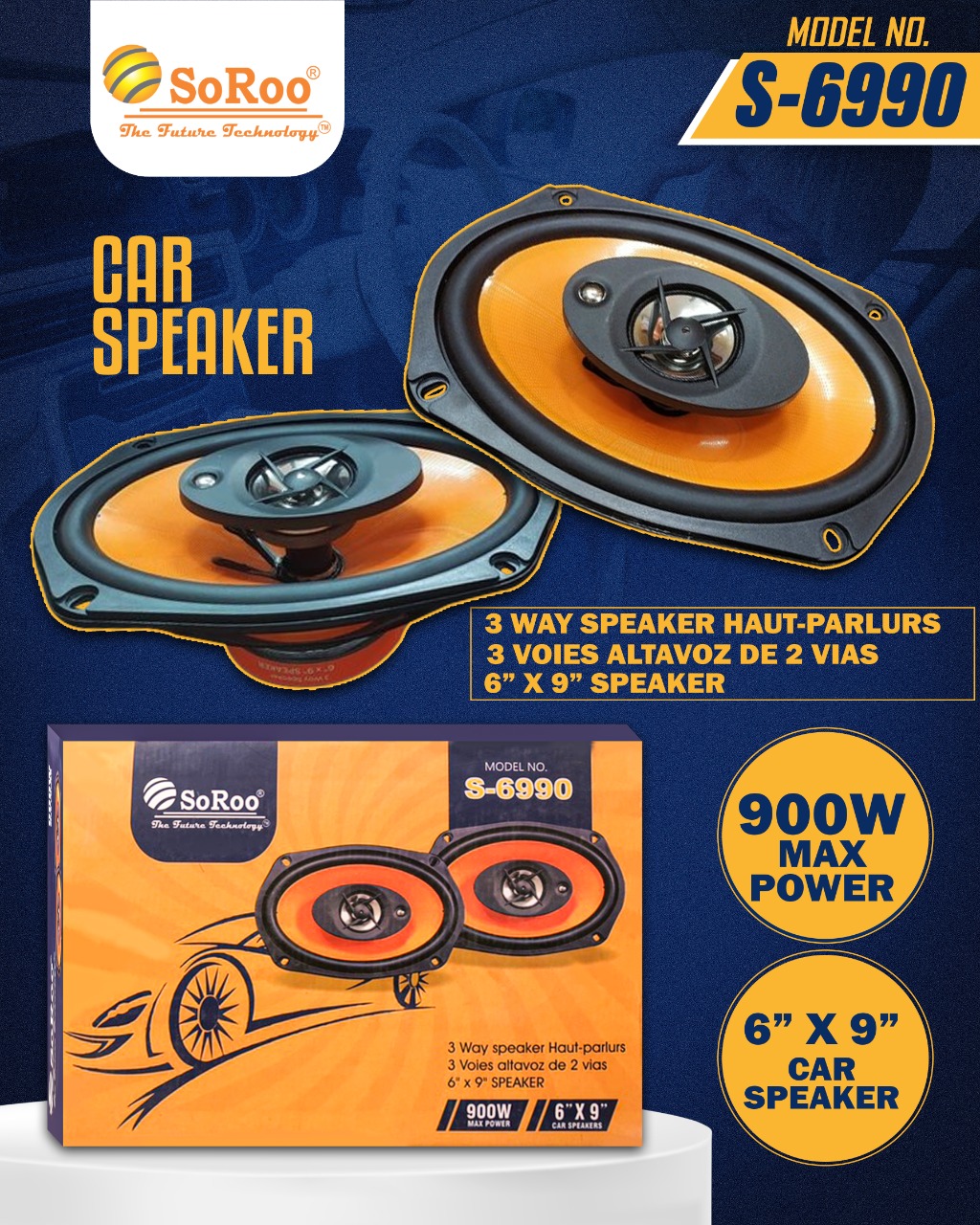 Soroo Car Speaker 6x9 inch 900 w